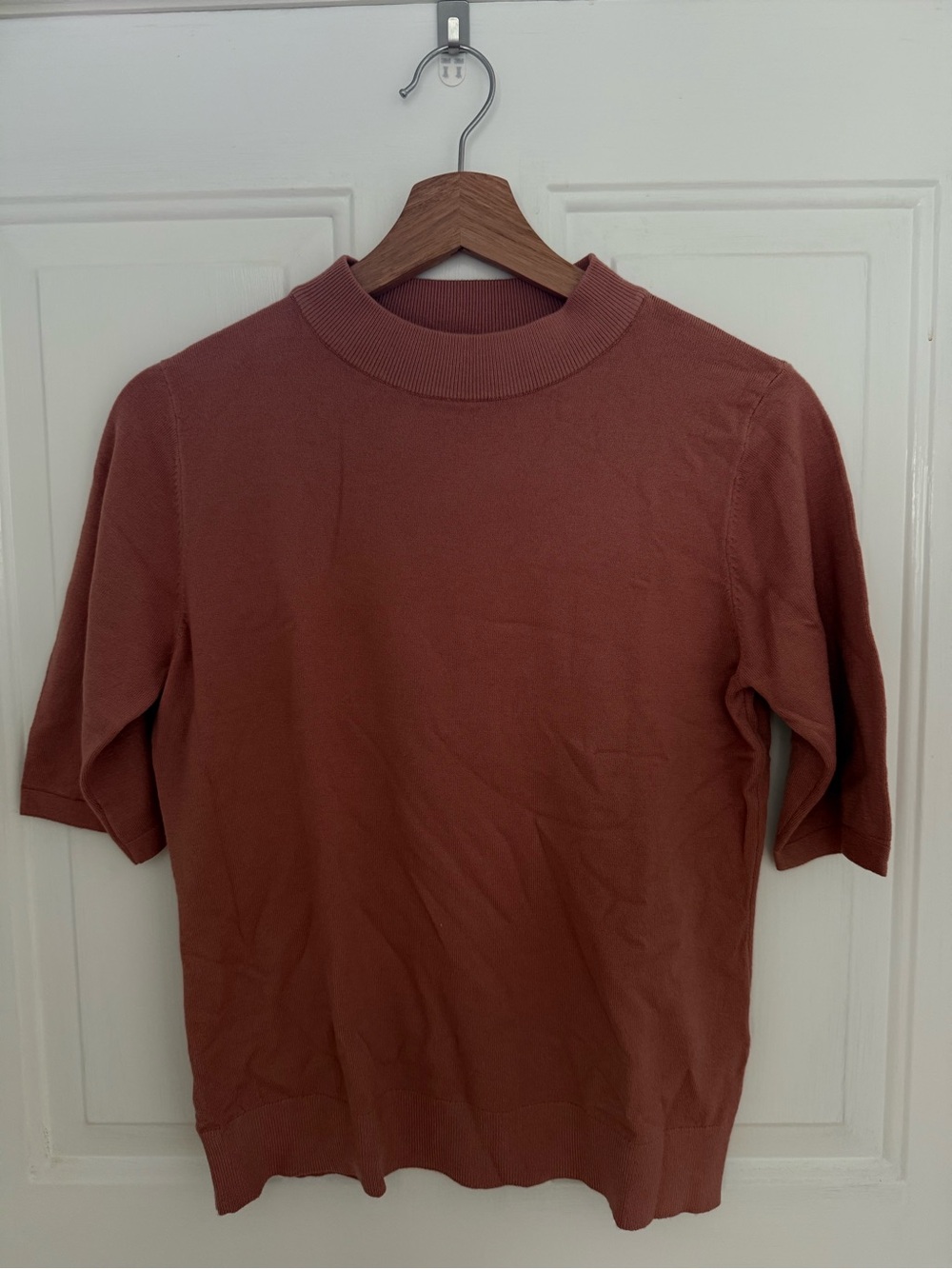 Short-Sleeve Knit Top in Mauve